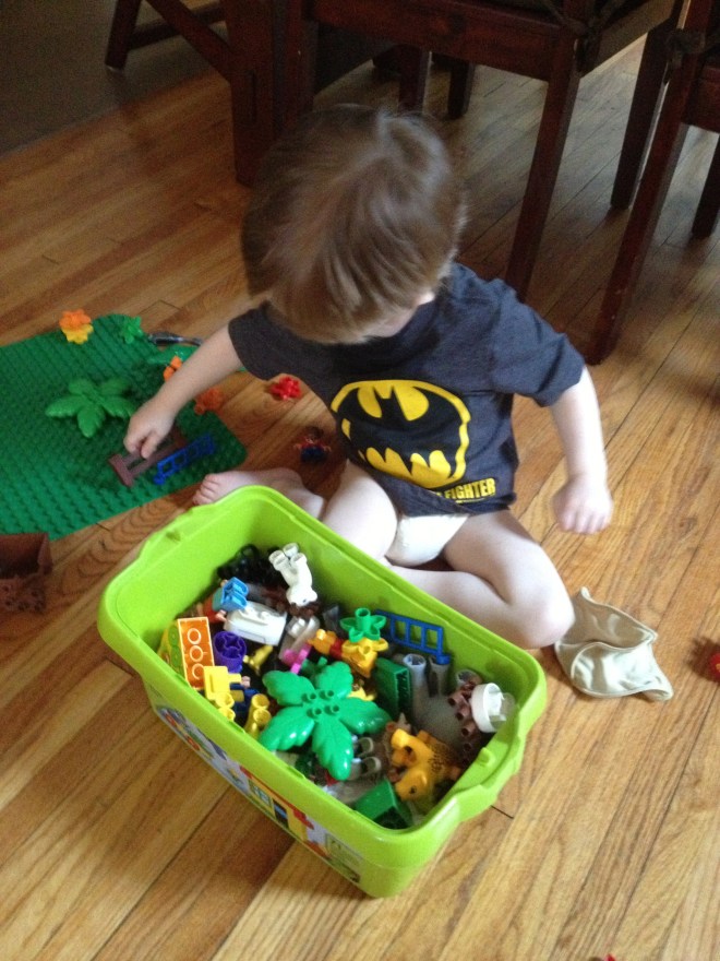 Pants free Legos = Warm Weather