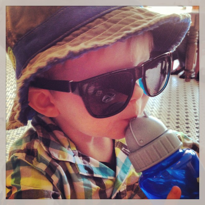 Chillin with your juice (but daddy's sunglasses)