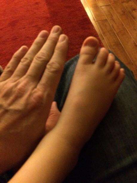 The giant foot of a pre-schooler