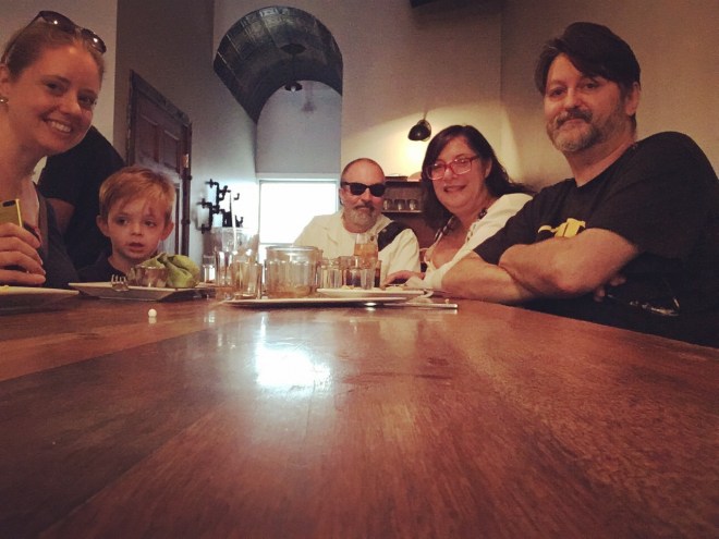 Birthday breakfast with Aunt Am, Mitch Waxman and Cat Penfold.